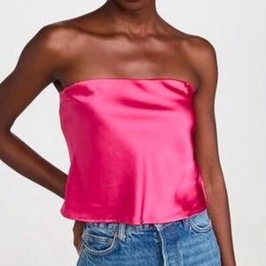 Reformation Hot Pink Satin Crop Top